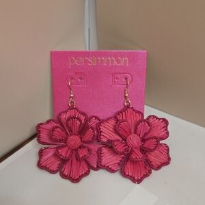 💕🔹️Persimmon🔹️Pink Floral Drop Woven Earrings